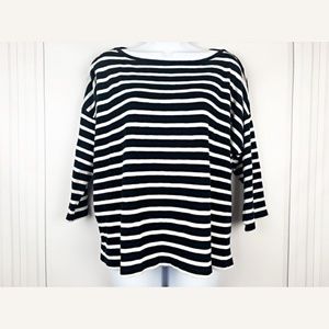 FRENCH CONNECTION Striped Boat Neck Top - L